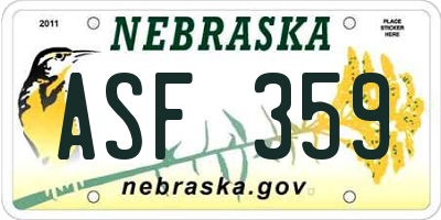NE license plate ASF359