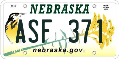 NE license plate ASF371