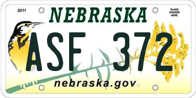 NE license plate ASF372