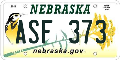 NE license plate ASF373