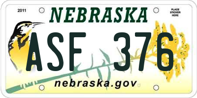 NE license plate ASF376