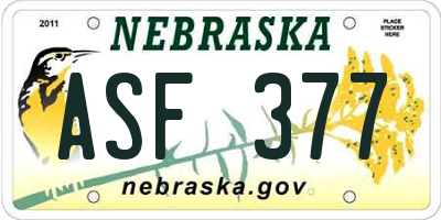 NE license plate ASF377