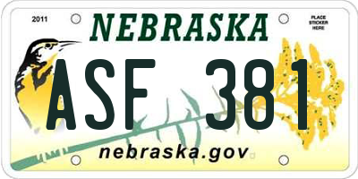 NE license plate ASF381