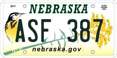 NE license plate ASF387