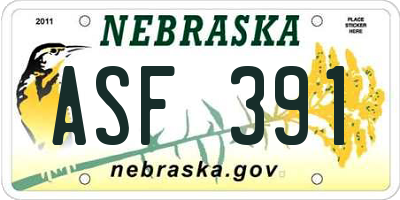 NE license plate ASF391