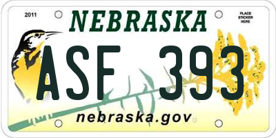 NE license plate ASF393