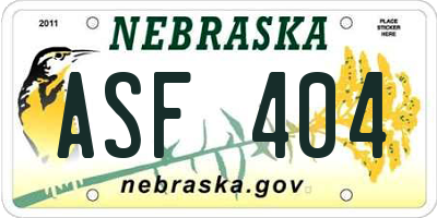 NE license plate ASF404