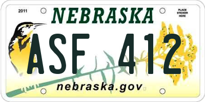 NE license plate ASF412