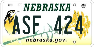 NE license plate ASF424