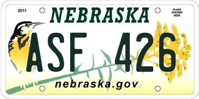 NE license plate ASF426