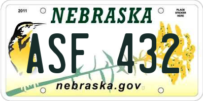 NE license plate ASF432
