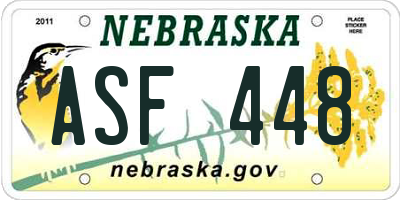 NE license plate ASF448