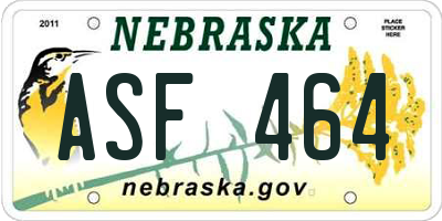 NE license plate ASF464