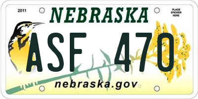 NE license plate ASF470