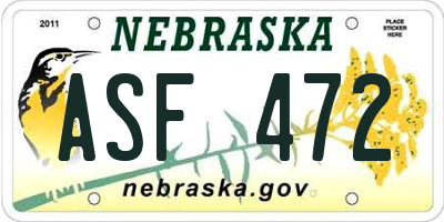 NE license plate ASF472