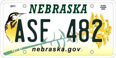 NE license plate ASF482