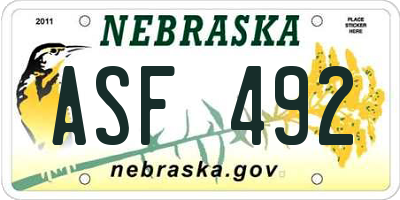 NE license plate ASF492