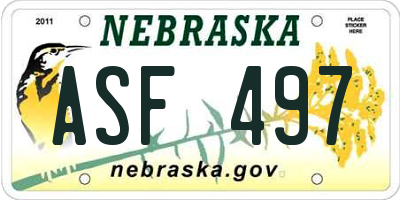 NE license plate ASF497