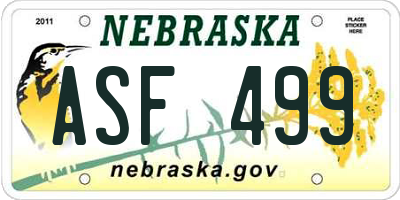 NE license plate ASF499