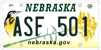 NE license plate ASF501