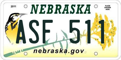 NE license plate ASF511