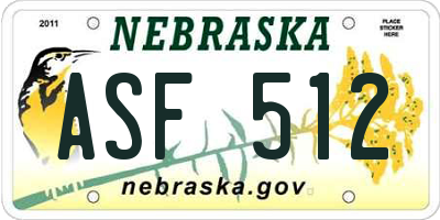 NE license plate ASF512