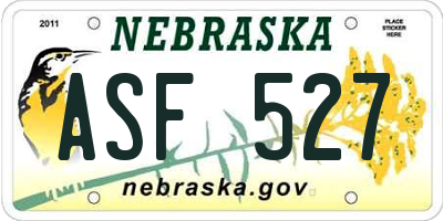NE license plate ASF527