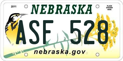 NE license plate ASF528