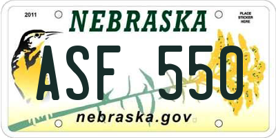 NE license plate ASF550