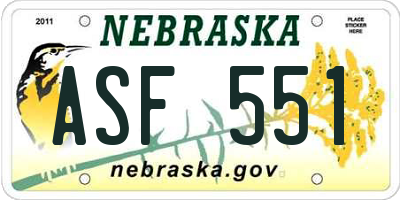 NE license plate ASF551