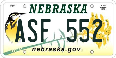 NE license plate ASF552