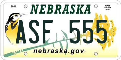 NE license plate ASF555