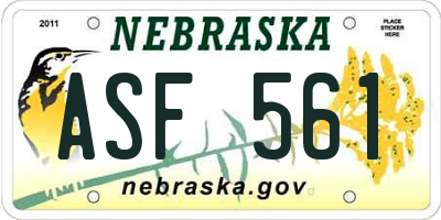 NE license plate ASF561