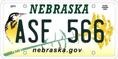 NE license plate ASF566