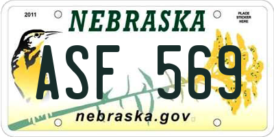 NE license plate ASF569
