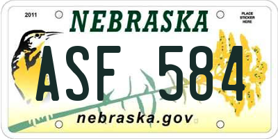 NE license plate ASF584