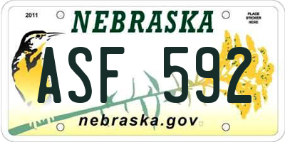 NE license plate ASF592