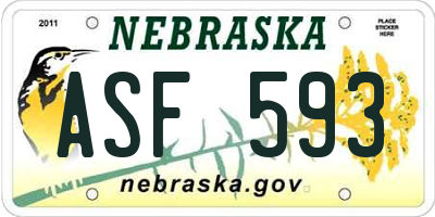 NE license plate ASF593