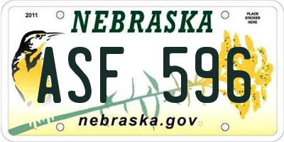 NE license plate ASF596