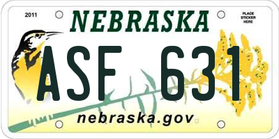 NE license plate ASF631
