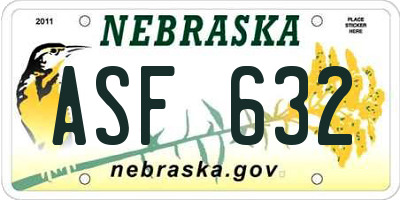 NE license plate ASF632
