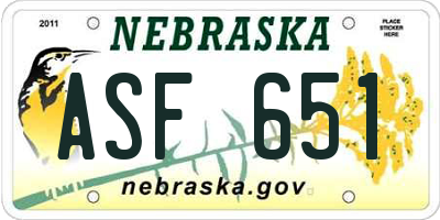 NE license plate ASF651