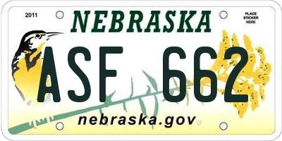 NE license plate ASF662