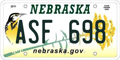 NE license plate ASF698