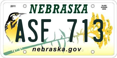 NE license plate ASF713
