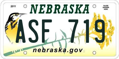 NE license plate ASF719