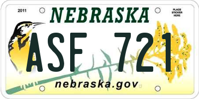 NE license plate ASF721