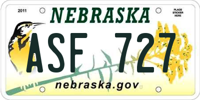 NE license plate ASF727