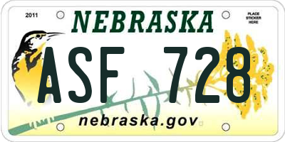 NE license plate ASF728