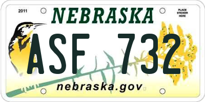 NE license plate ASF732